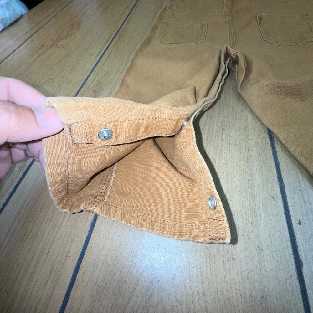 Carhartt Toddler Tan Canvas Bib Overalls‎ 24 Months Snap Leg 100 Cotton